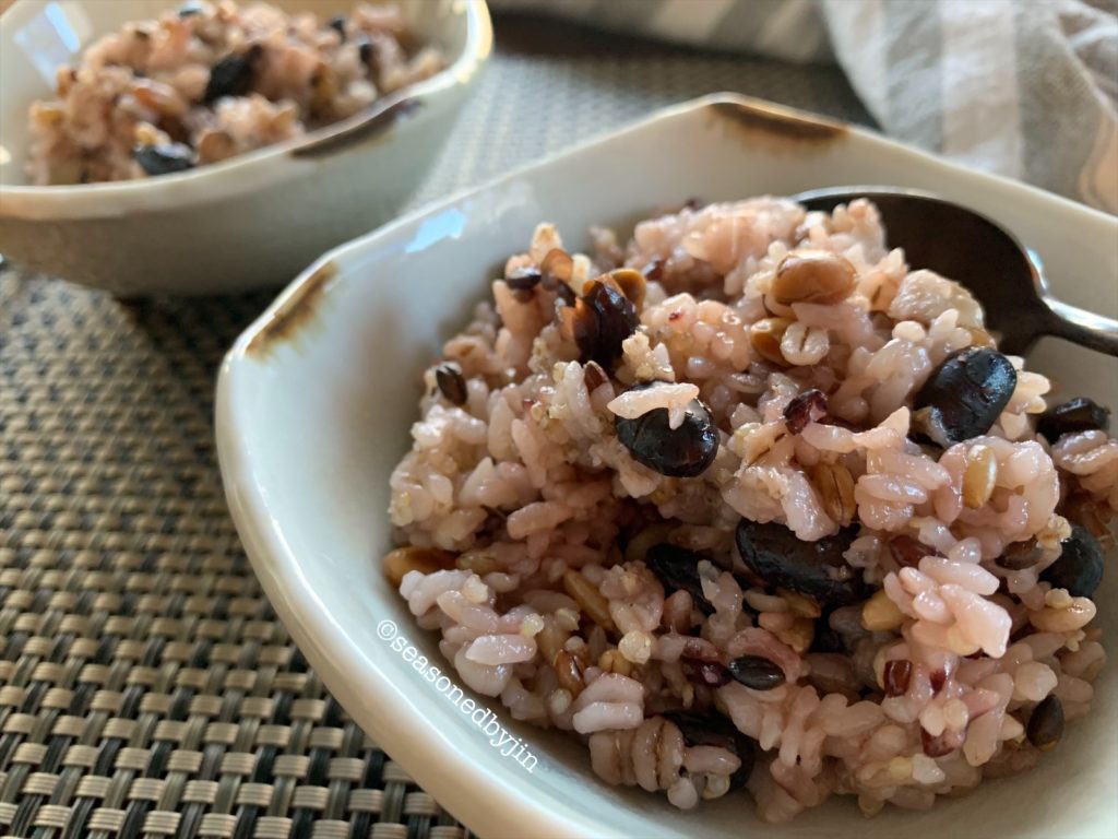 korean multigrain rice in a bowl