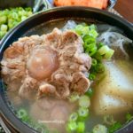 ox tail bone soup in a clay pot