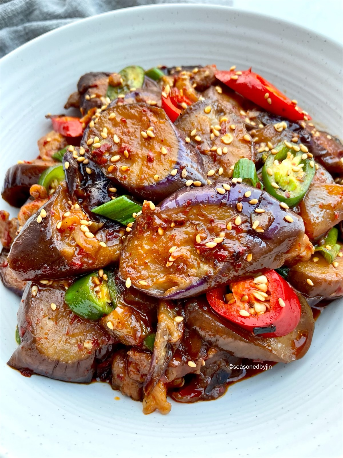 Eggplant and Pork StirFry in Spicy Garlic Sauce ⋆ Seasoned by Jin