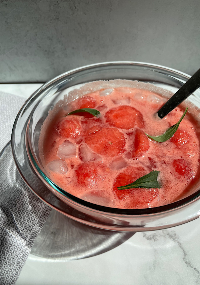 korean watermelon punch served in a bowl